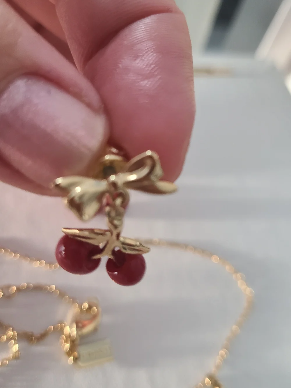 Coach Gold-Tone Cherry Necklace and Earrings - Red